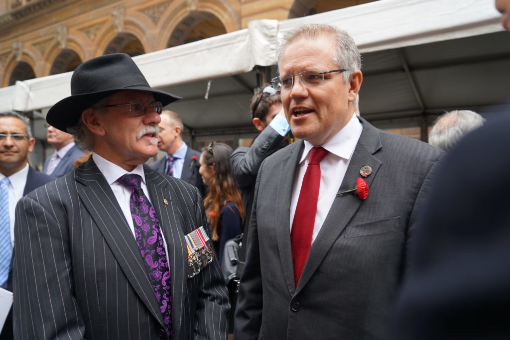Charlie Lynn NSW Parliamentary Secretary for Veterans Affairs and Prime Minister Scott Morrison MP at a Remembrance Service